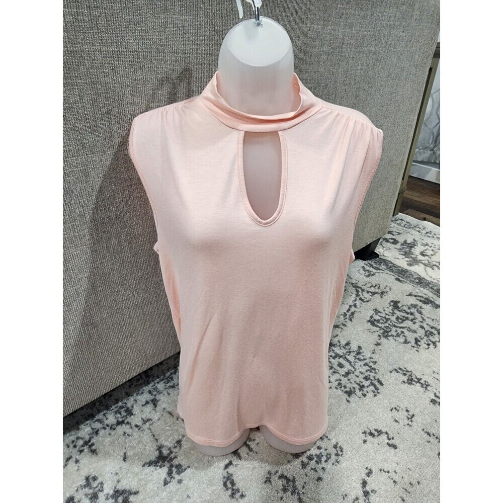 Jennifer Lopez Mockneck Keyhole Tank - Coral Orange Size Large